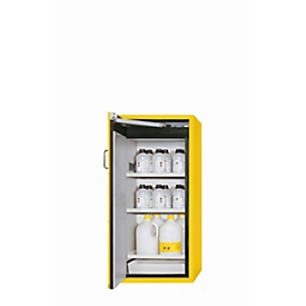 Armoire de stockage de sécurité type 90 asecos S-CLASSIC-90, porte à charnière, charnière à gauche, sécurité avant jaune, L 596 x P 616 x H 1298 mm