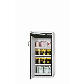 Armoire de stockage de sécurité type 90 asecos S-CLASSIC-90, porte à charnières, charnière à gauche, façade gris clair, L 596 x P 616 x H 1298 mm