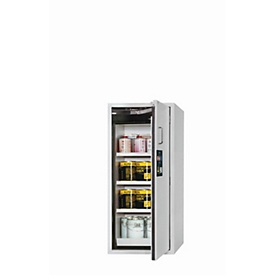 Armoire de stockage de sécurité type 90 asecos S-CLASSIC-90, porte à charnières, charnières à droite, façade gris clair, L 596 x P 616 x H 1298 mm
