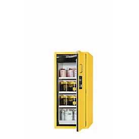 Armoire de stockage de sécurité type 90 asecos S-CLASSIC-90, porte à charnières, charnières à droite, sécurité avant jaune, L 596 x P 616 x H 1298 mm