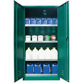 armoire de stockage environnemental asecos E-PSM, portes à charnières, façade vert turquoise, L 950 x P 500 x H 1950 mm