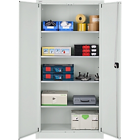 Armoire en métal verrouillable - 4 tablettes galvanisées incluses - L 950 x P 400 x H 1935 mm - gris clair RAL 7035/gris clair RAL 7035 - notre marque Schäfer Shop Pure