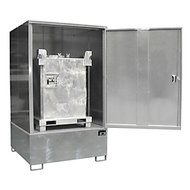 Armoire GS-4 pour matières dangereuses BAUER, en tôle d'acier, pour 1 x 1000 l IBC, L 1475 x P 1460 x H 2410 mm, galvanisé