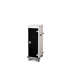 Armoire mobile pour chargement d'ordinateur portable, L 530 x P 1250 x H 500 mm, 10 compartiments, verrouillage 2 points, 2 roulettes avec frein, noir