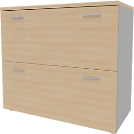 Armoire pour dossiers suspendus ARLON OFFICE, 2 hauteurs de classeurs, L 900 x P 450 x H 816 mm, décor chêne/alu