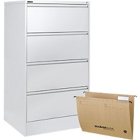 Armoire pour dossiers suspendus - métal - L 780 x P 580 x H 1350 mm - 2 rangées + 50 dossiers suspendus gratuits - notre marque Schäfer Shop Select
