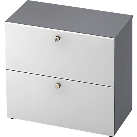 Armoire pour dossiers suspendus TOPAS LINE, 2 hauteurs de classeurs, avec extension totale, graphite/blanc