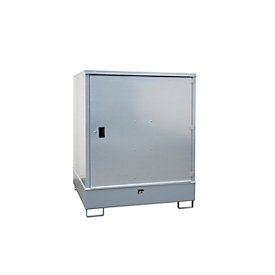 Armoire pour matières dangereuses BAUER GS-3, en tôle d'acier, accessible en fauteuil roulant, pour 4 fûts de 200 l, L 1475 x P 1460 x H 1805 mm, gris