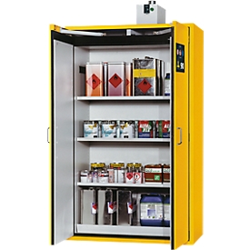 Armoire pour matières dangereuses type 90 Asecos résistance au feu DIN EN 14470-1/DIN EN 14727, L 1196 x P 616 x H 1968 mm, jaune de sécurité RAL 1004