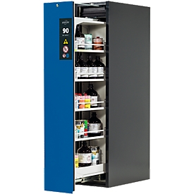 Armoire pour produits dangereux V-LINE Asecos, type 90, 1 tiroir vertical, gris anthracite/bleu gentiane