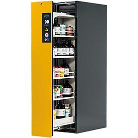 Armoire pour produits dangereux V-LINE Asecos, type 90, 1 tiroir vertical, gris anthracite/jaune or