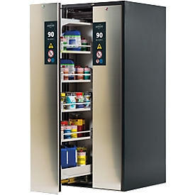 Armoire pour produits dangereux V-LINE Asecos, type 90, 2 tiroirs verticaux, gris anthracite/inox