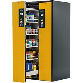 Armoire pour produits dangereux V-LINE Asecos, type 90, 2 tiroirs verticaux, gris anthracite/jaune or