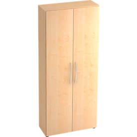 Armoire TARA, 5 hauteurs de classeur, portes battantes, avec 1 tablette intermédiaire, 3 étagères, l. 800 x P 330 x H 1880 mm, coloris érable