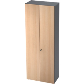 Armoire TOPAS LINE, armoire de classement/vestiaire, 6 hauteurs de classeurs, L 800 mm, graphite/décor chêne