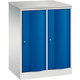 Armoire vestiaire Resisto de C+P, 2 compartiments, 2 casiers, L 772 x P 540 x H 1077 mm, gris clair/bleu gentiane