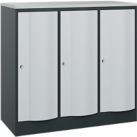 Armoire vestiaire Resisto de C+P, 3 compartiments, 3 casiers, L 1148 x P 540 x H 1077 mm, gris anthracite/gris clair