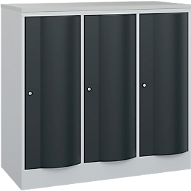 Armoire vestiaire Resisto de C+P, 3 compartiments, 3 casiers, L 1148 x P 540 x H 1077 mm, gris clair/gris anthracite