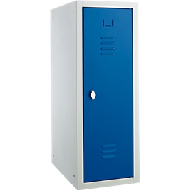Armoire vestiaire, tôle d'acier, l. 315 x P 500 x H 875 mm, serrure de sécurité à loquet rotatif, assemblée, bleu gentiane