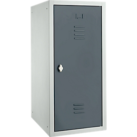Armoire vestiaire, tôle d'acier, l. 400 x P 500 x H 1000 mm, serrure de sécurité à loquet rotatif, assemblée, gris basalte