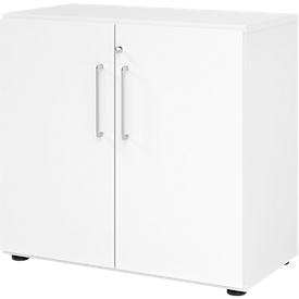 Armoires Breno, 2 HC, verrouillables, 28 kg par étagère, L 800 x P 420 x H 748 mm, blanc/blanc