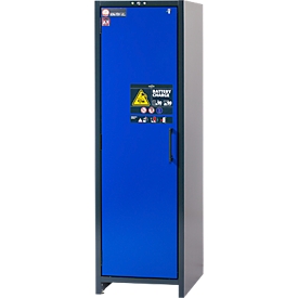 Asecos acculaadkast type 90 ION-CHARGE-90, 5 vakken, B 599 x D 615 x H 1953 mm, antracietgrijs/ gentiaanblauw