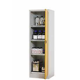 asecos Armoire de stockage de produits chimiques CF-CLASSIC, porte à charnières, charnières à droite, façade en jaune de sécurité, L 600 x P 500 x H 1950 mm
