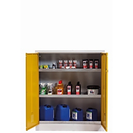 asecos Armoire de stockage de produits chimiques CF-CLASSIC, portes à charnières, façade en jaune de sécurité, L 1200 x P 500 x H 1400 mm