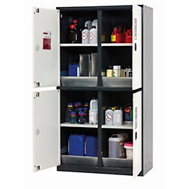asecos CS-CLASSIC-MultiRisk armoire de stockage de produits chimiques, portes à charnières, façade blanc pur, L 1055 x P 520 x H 1950 mm