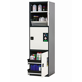 asecos CS-CLASSIC-MultiRisk armoire de stockage de produits chimiques, portes à charnières, façade blanc pur, L 545 x P 520 x H 1950 mm