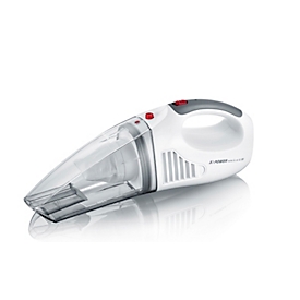 Aspirateur à main eau/poussière SEVERIN, sans fil, batterie 7,4 Li-Ion, sans sac avec filtre permanent, accessoires 3 en 1 inclus, support mural avec chargeur