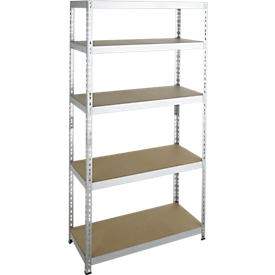 Assembled heavy-duty shelving, complete shelving, with 5 shelves, 1800 x 920 x 300 mm, galvanized