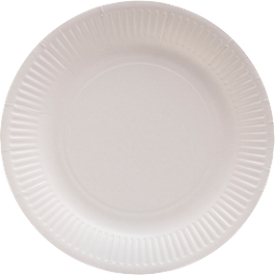 Assiette en carton ProNappe, particulièrement stable, imperméable aux graisses, sans additif plastique, Ø 230 x H 30 mm, carton FSC® recyclable, blanc, 20 pièces