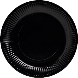 Assiette en carton ProNappe, particulièrement stable, imperméable aux graisses, sans additif plastique, Ø 230 x H 30 mm, carton FSC® recyclable, noir, 20 pièces