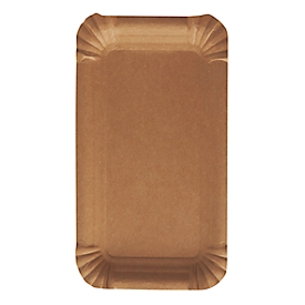 Assiettes en carton Papstar Pure, jetables, carrées, 110 x 175 mm, qualité alimentaire, certifiées FSC® &amp; compostables, marron, 4 x 250 pièces