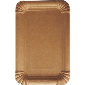 Assiettes en carton Papstar Pure, jetables, carrées, 130 x 200 mm, qualité alimentaire, certifiées FSC® &amp; compostables, marron, 250 pièces