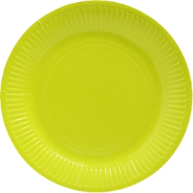 Assiettes en carton ProNappe, particulièrement solides, résistantes à la graisse, sans additifs plastiques, Ø 230 x H 30 mm, carton FSC®, vert kiwi, 20 pièces