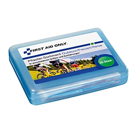 Assortiment de pansements First Aid Only, 22 pièces, pour les loisirs et les voyages, dans une boîte refermable