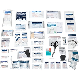 Assortiment de remplissage DIN 13 157, 84 pièces, pour petites trousses de secours d'entreprise, élargi