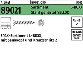 Assortiment de vis SPAX R 8902, L-BOXX YELLOX, tête fraisée cruciforme Z, acier trempé, 1 pièce
