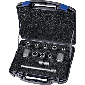 ASW Dopsleutelset 720 SG 12 OL, 12-delig, 1/2 inch vierkantaandrijving, zeskant, speciaal staal, staalgrijs