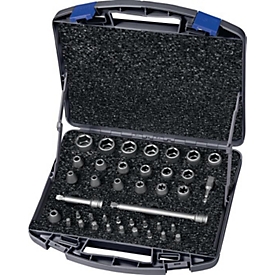 ASW Jeu de clés à douilles 710 KS 40 OL, 40 pces, entraînement 3/8 pouces, acier spécial, gris acier, profil en étoile inclus, PH, XZN