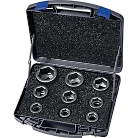 ASW Jeu de douilles à choc 740 KS 9 OL, 11 pces, 3/4 pouces, 6 pans, SW 19-46 mm, acier spécial, gris acier