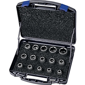 ASW Kraftsteckschlüsselsatz 720 KS 15 OL, 15-tlg, 1/2 Zoll, 6-kant, Spezialstahl stahlgrau