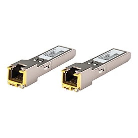 ATEN SFP (Mini-GBIC)-Transceiver-Modul - 1GbE - über CAT 5e/6/6a - 1000Base-T, 100Base-TX, 10Base-T - RJ-45 - bis zu 100 m (Packung mit 2)