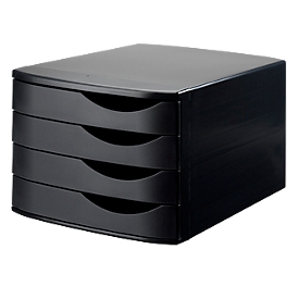 ATLANTA drawers, 4 drawers closed, DIN A4, recycled plastic, black