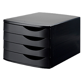 ATLANTA Schubladenbox, 4 Schubladen geschlossen, DIN A4, Recycling-Kunststoff, schwarz
