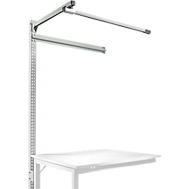 Aufbauportal m. Ausleger, Ansatztisch STANDARD Arbeitstisch/Werkbank UNIVERSAL/PROFI, 1250 mm, lichtgrau