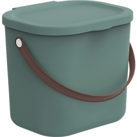 Aufbewahrungsbox ALBULA, mit Deckel, 6 Liter, Bügelgriff, stapelbar, aus recyceltem Kunststoff, B 235 x T 200 x H 208 mm, grün