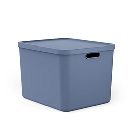 Aufbewahrungsbox Rotho ALBULA, 55 l, mit Griff und Deckel, zu 100 % recycelbar, L 489 x B 405 x H 340 mm, Recycling-Kunststoff, blau